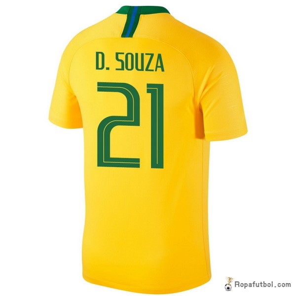 Camiseta Brasil Replica Primera Ropa D.Souza 2018 Amarillo